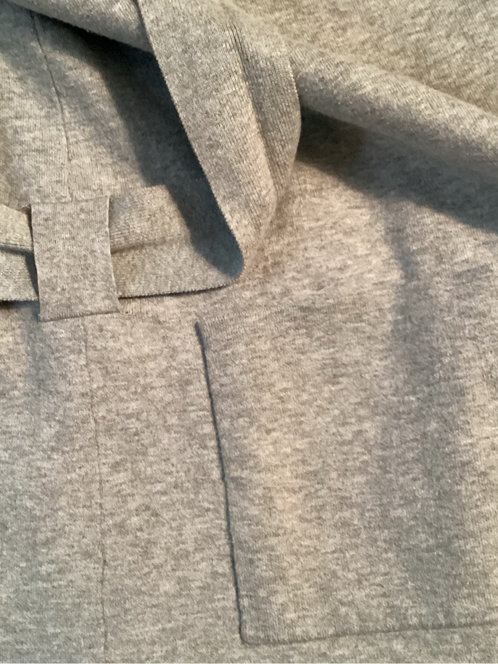 LOFT Light Gray Wrap Cardigan Jacket/Sweater, Shawl Collar, belted, pockets, Med - Picture 9 of 10